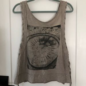 Free People gray lace up compass tank